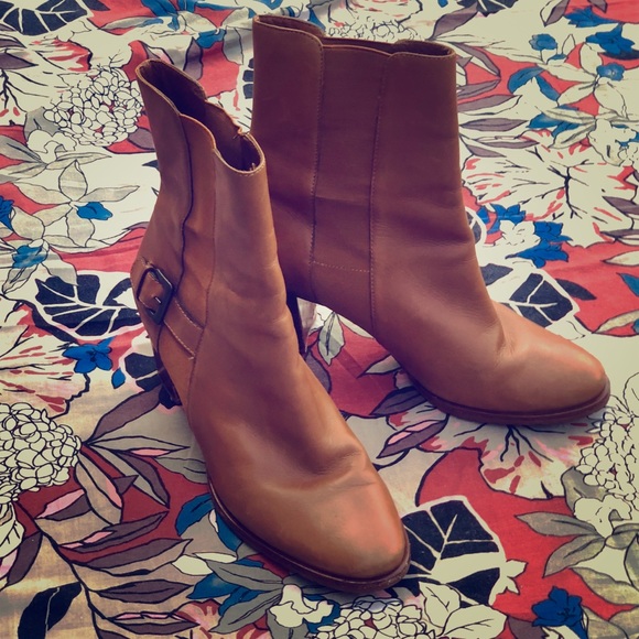 Cole Haan Shoes - Cole Haan Leather Boots Brown Heels Ankle Booties